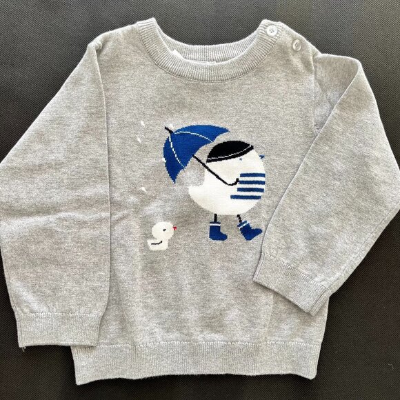 Jacadi Grey 100% Cotton Chick Sweater size 36M / 96 cm NWT